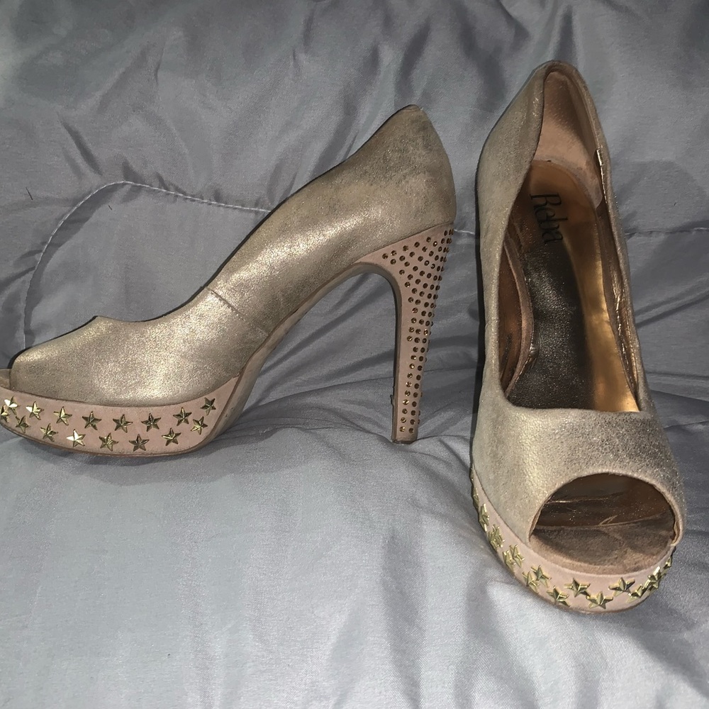 REBA Nude High Heel Stilettos Star Detailing